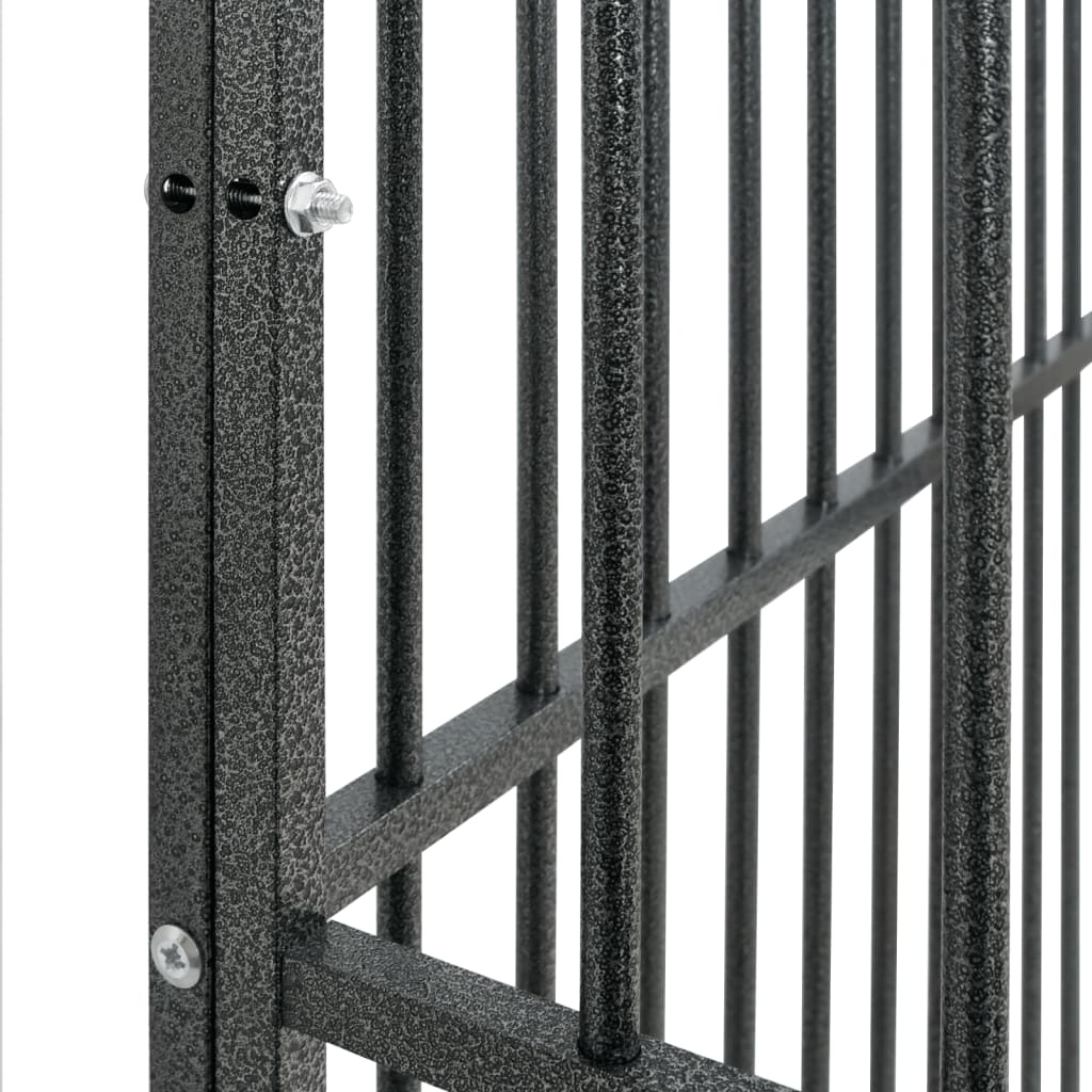 vidaXL Dog Kennel 4 Panels Powder-Coated Steel Black