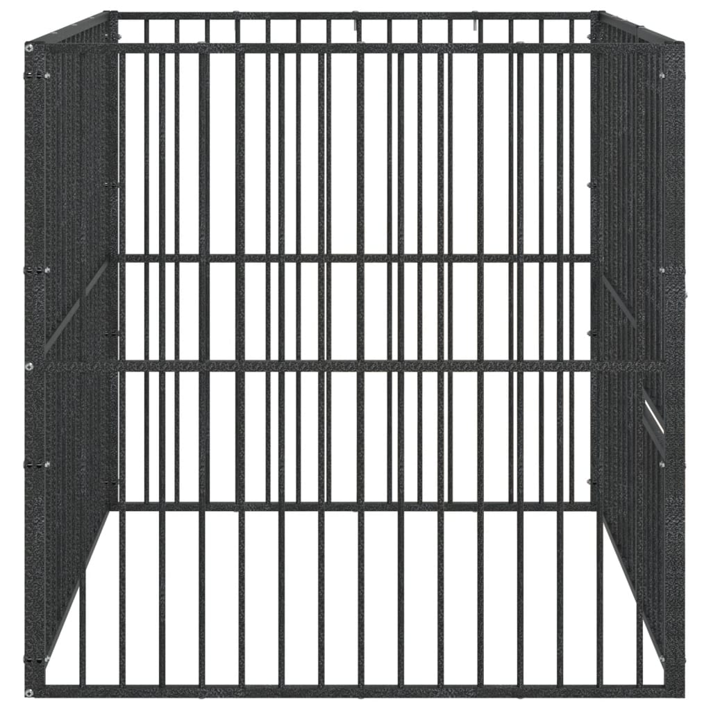 vidaXL Dog Kennel 4 Panels Powder-Coated Steel Black