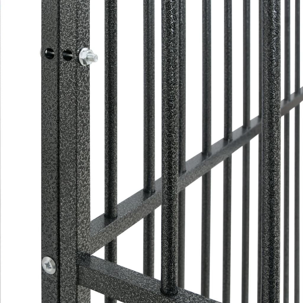 vidaXL Dog Kennel 4 Panels Powder-Coated Steel Black