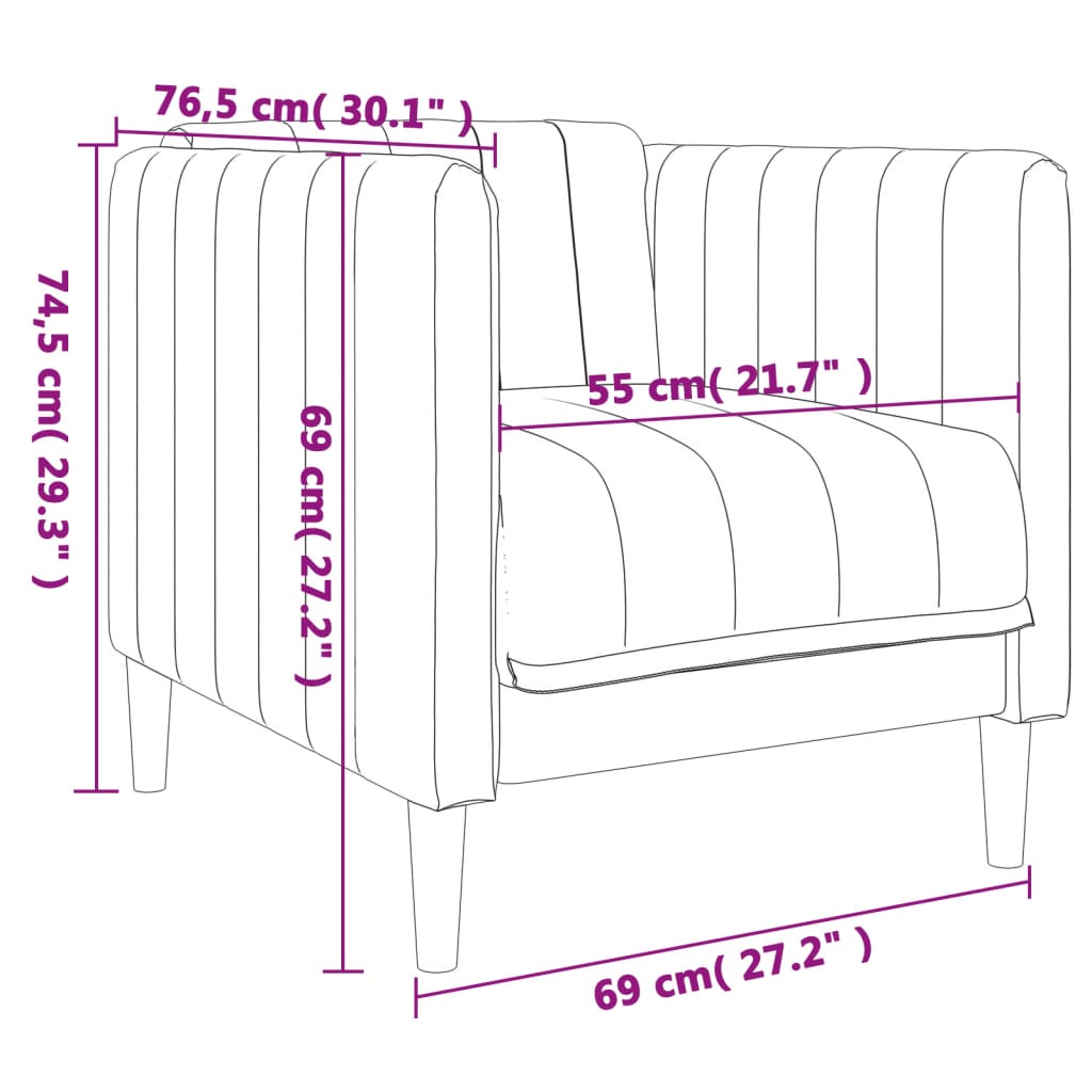 vidaXL 3-piece Lounge Set fabric light grey