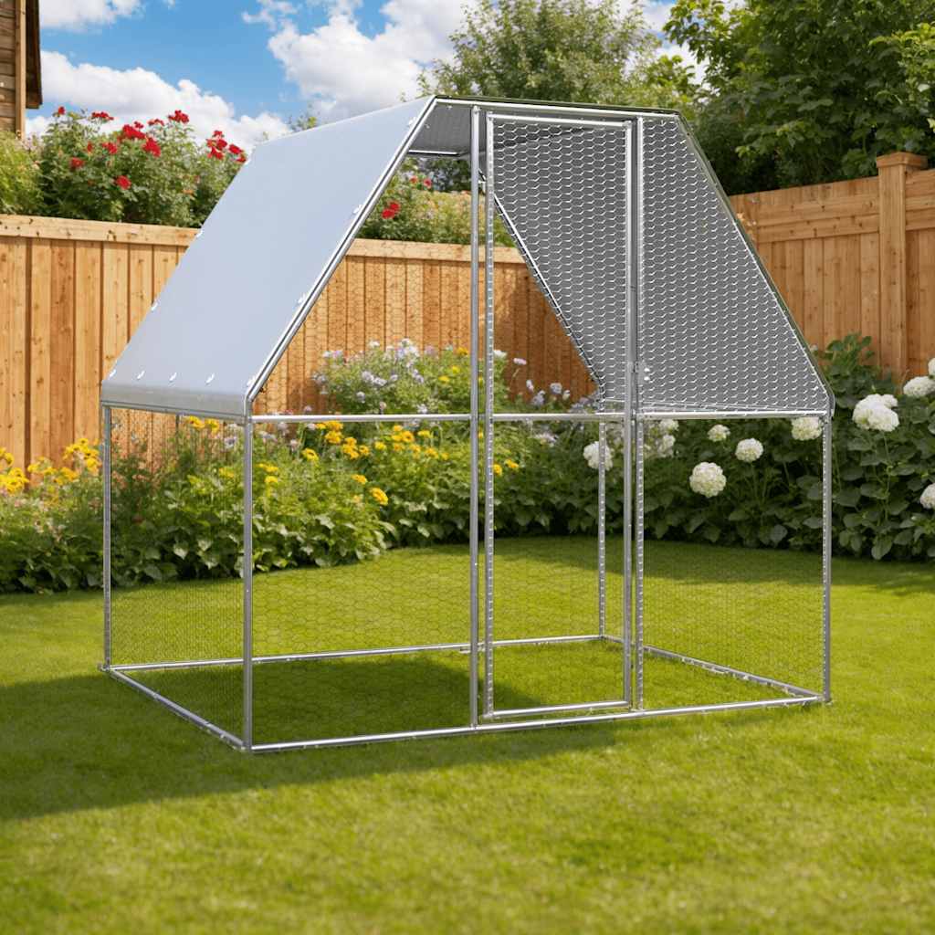 vidaXL Chicken Coop 2x2x2 m Galvanized Steel Silver and Grey