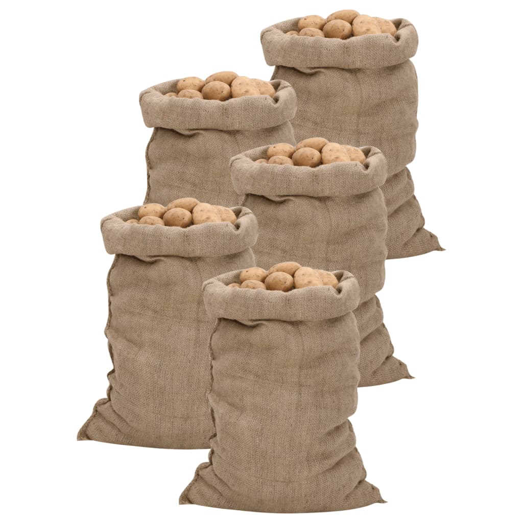 vidaXL Jute Sacks 5 pcs 340 g/m² 60x105 cm 100% jute