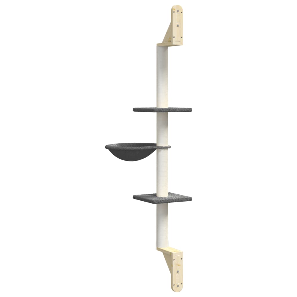 vidaXL Kattenmeubel wandgemonteerd met krabpaal 142,5 cm crèmekleurig