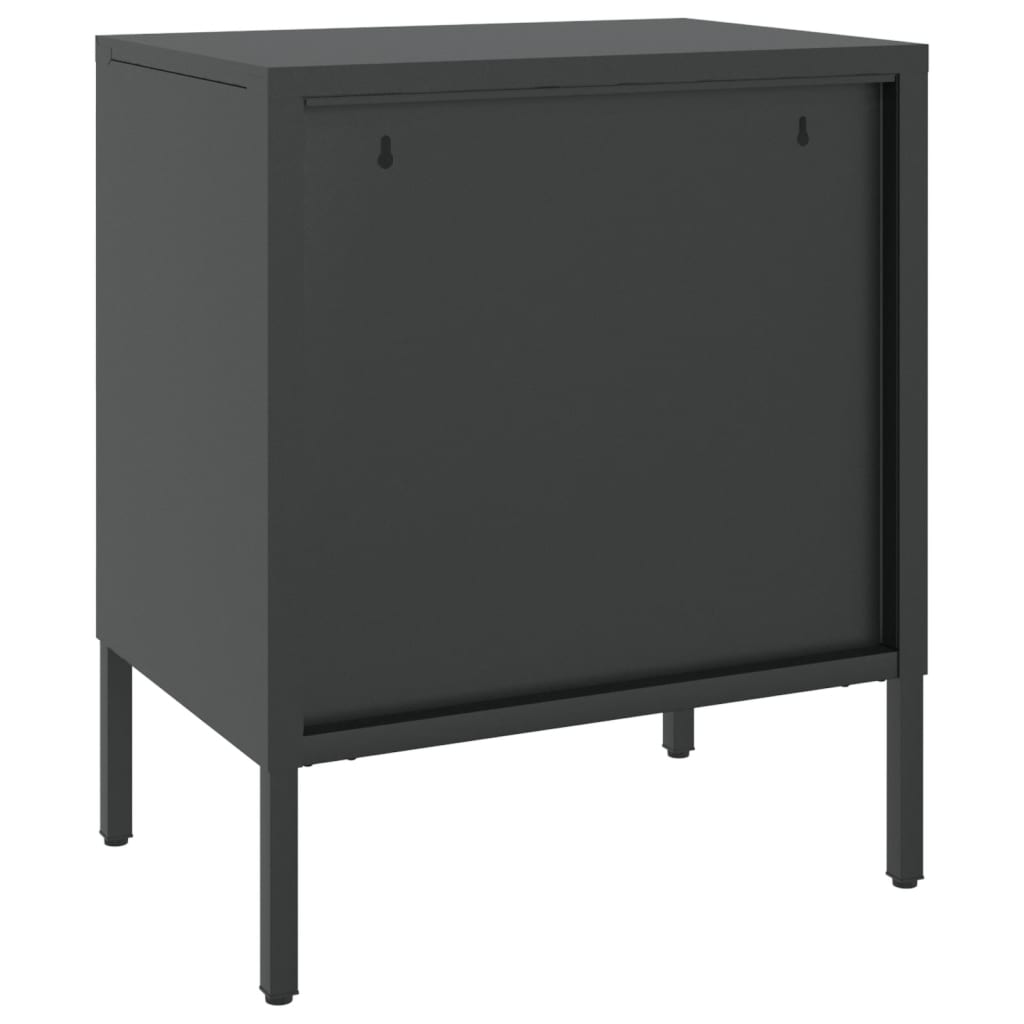 vidaXL Nachtkastjes 2 st 50x35x60 cm glas en staal zwart