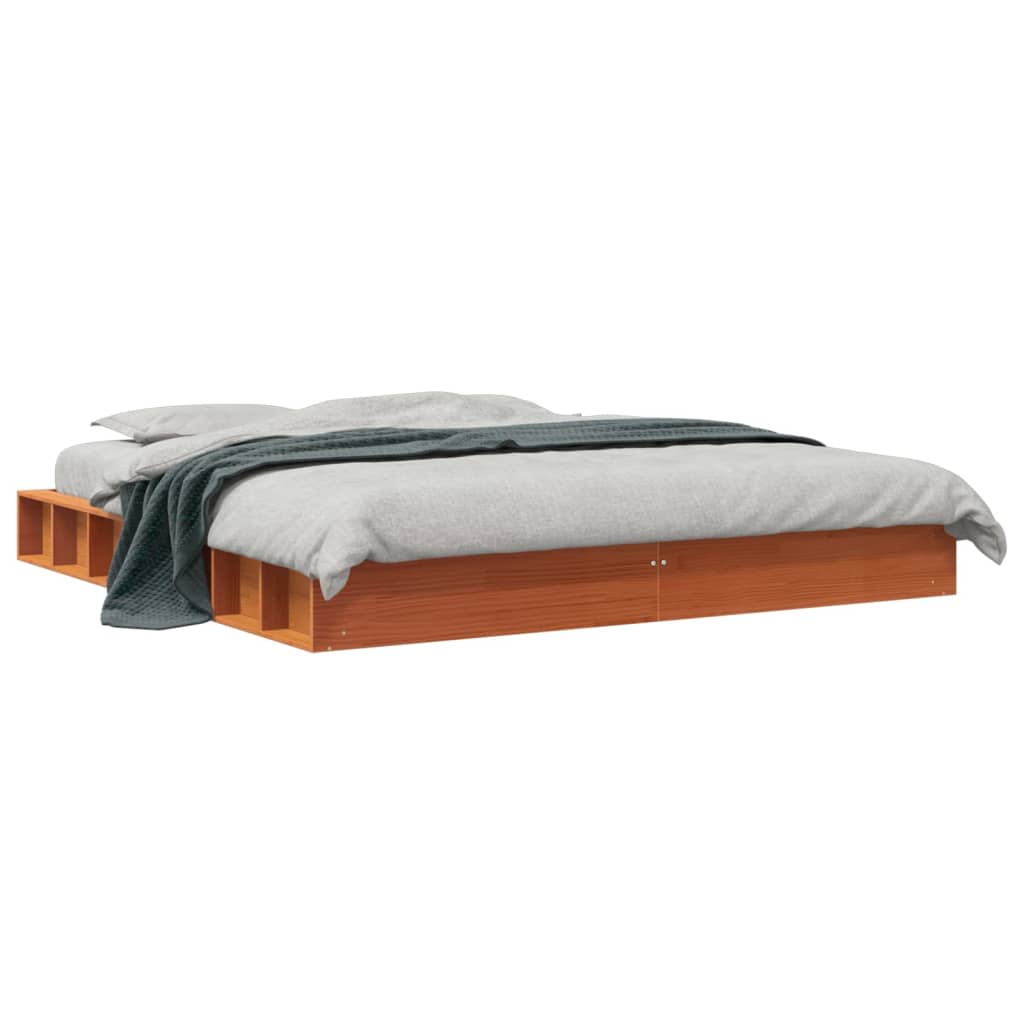 vidaXL Cadre de lit sans matelas massif vert grenenhout wasbruin 200x200 cm