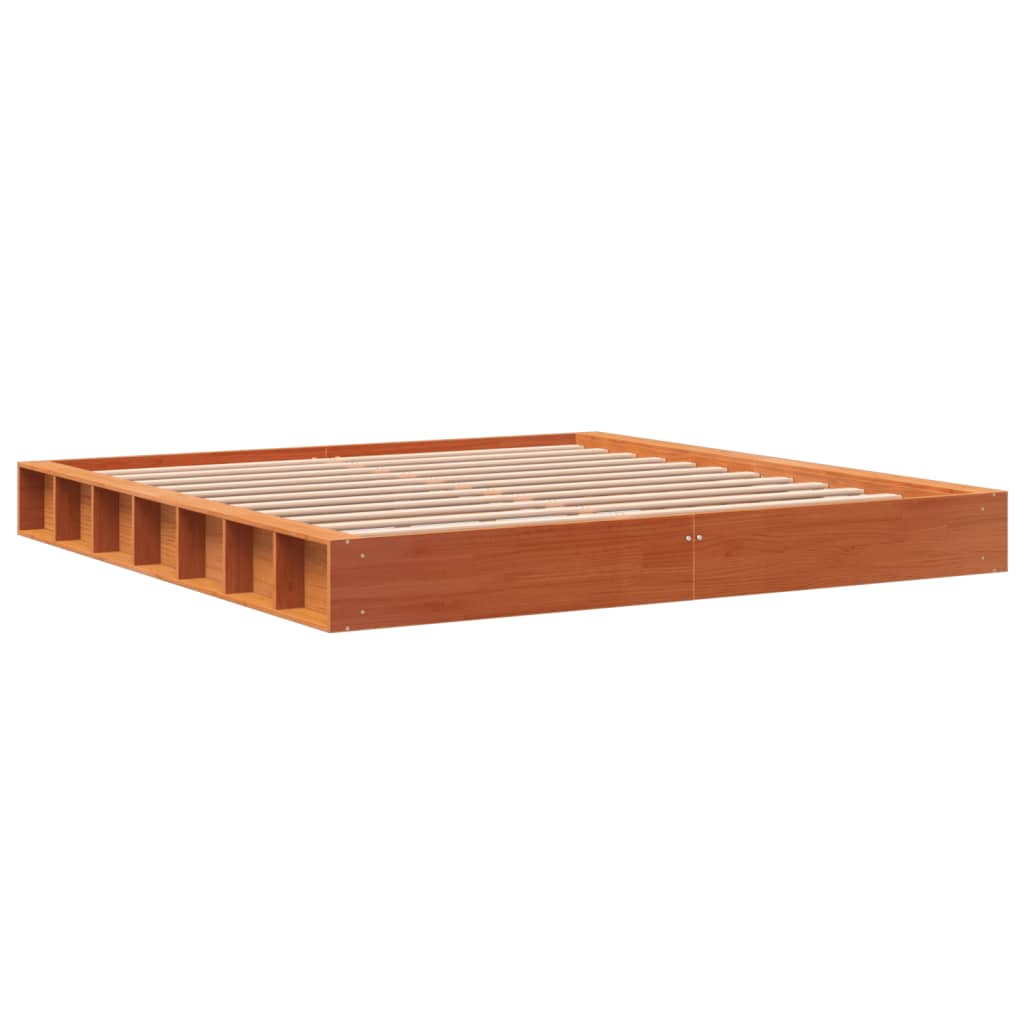 vidaXL Cadre de lit sans matelas massif vert grenenhout wasbruin 200x200 cm