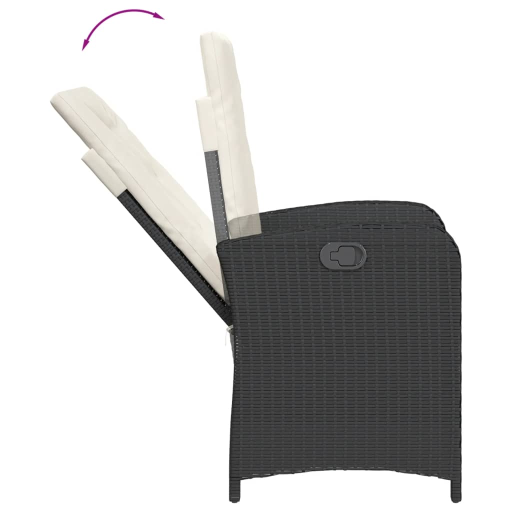 vidaXL 3-Piece Garden Lounge Set with Cushions Poly Rattan Black