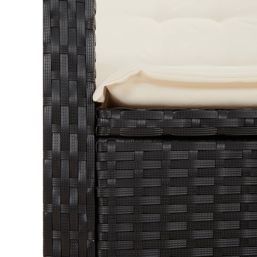 vidaXL 3-Piece Garden Lounge Set with Cushions Poly Rattan Black