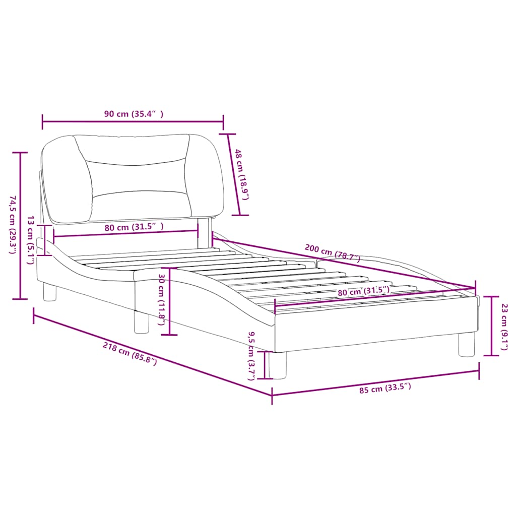 vidaXL Bedframe zonder matras "Hvar" 80x200 cm stof lichtgrijs