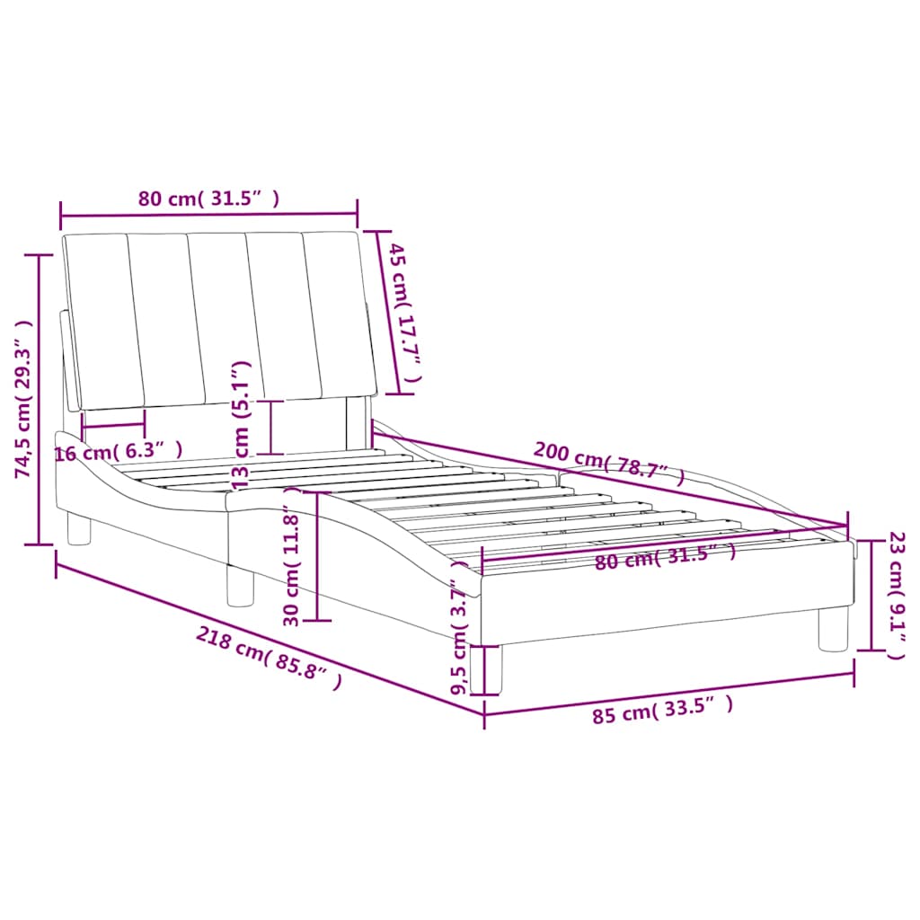 vidaXL Cadre de lit pour matelas "Hanko" 80x200 cm gris clair