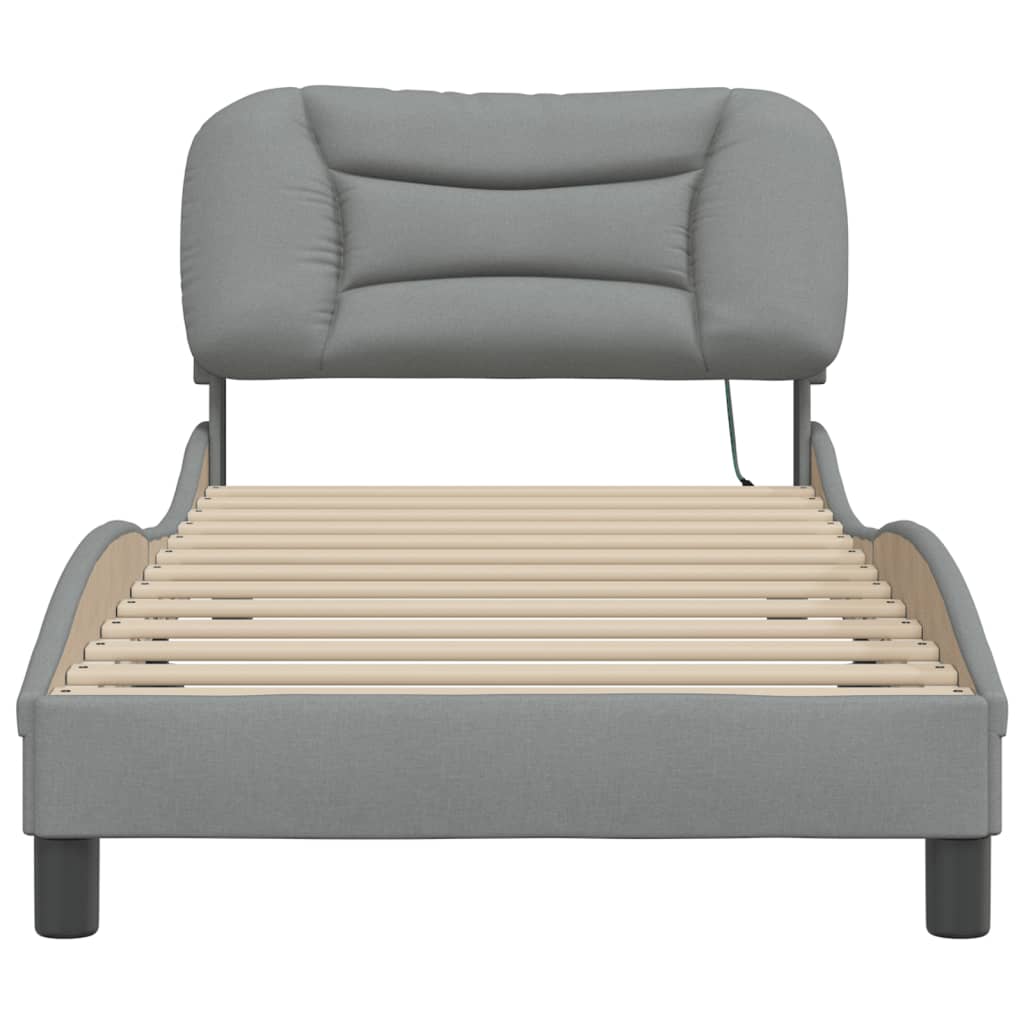 vidaXL Bedframe met LED zonder matras "Hvar" 80x200 cm stof lichtgrijs