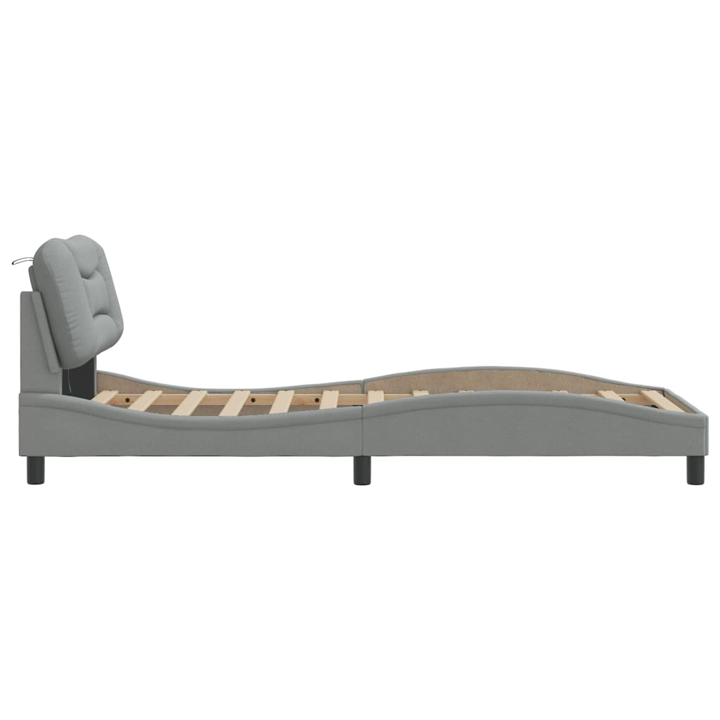 vidaXL Bedframe met LED zonder matras "Hvar" 80x200 cm stof lichtgrijs