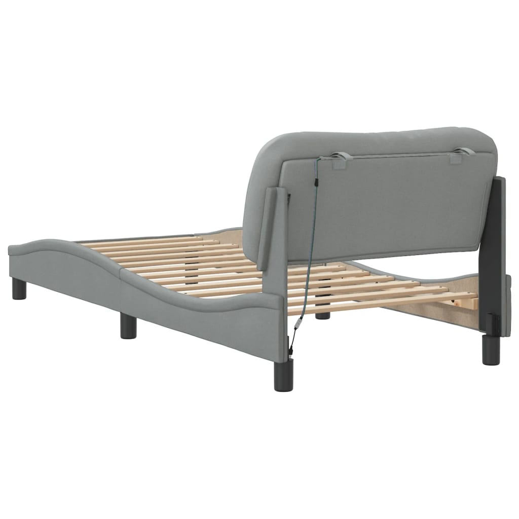 vidaXL Bedframe met LED zonder matras "Hvar" 80x200 cm stof lichtgrijs