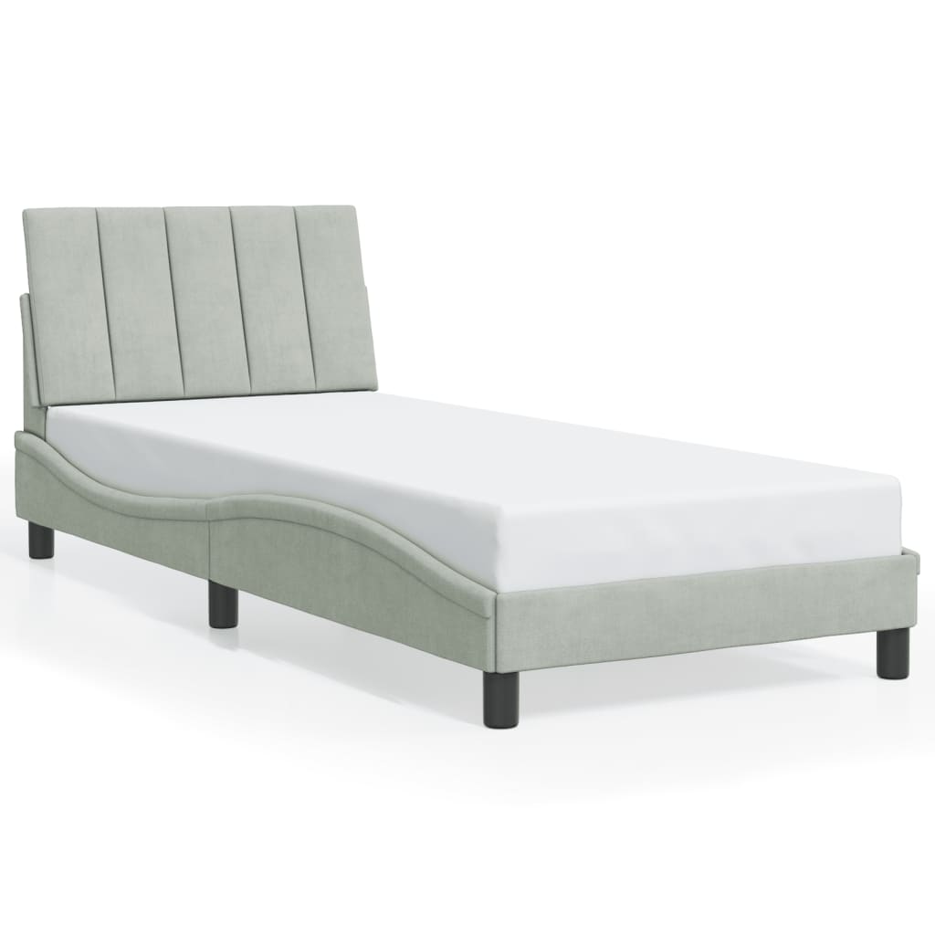 vidaXL Bedframe met LED zonder matras "Hanko" fluweel lichtgrijs 80x200 cm