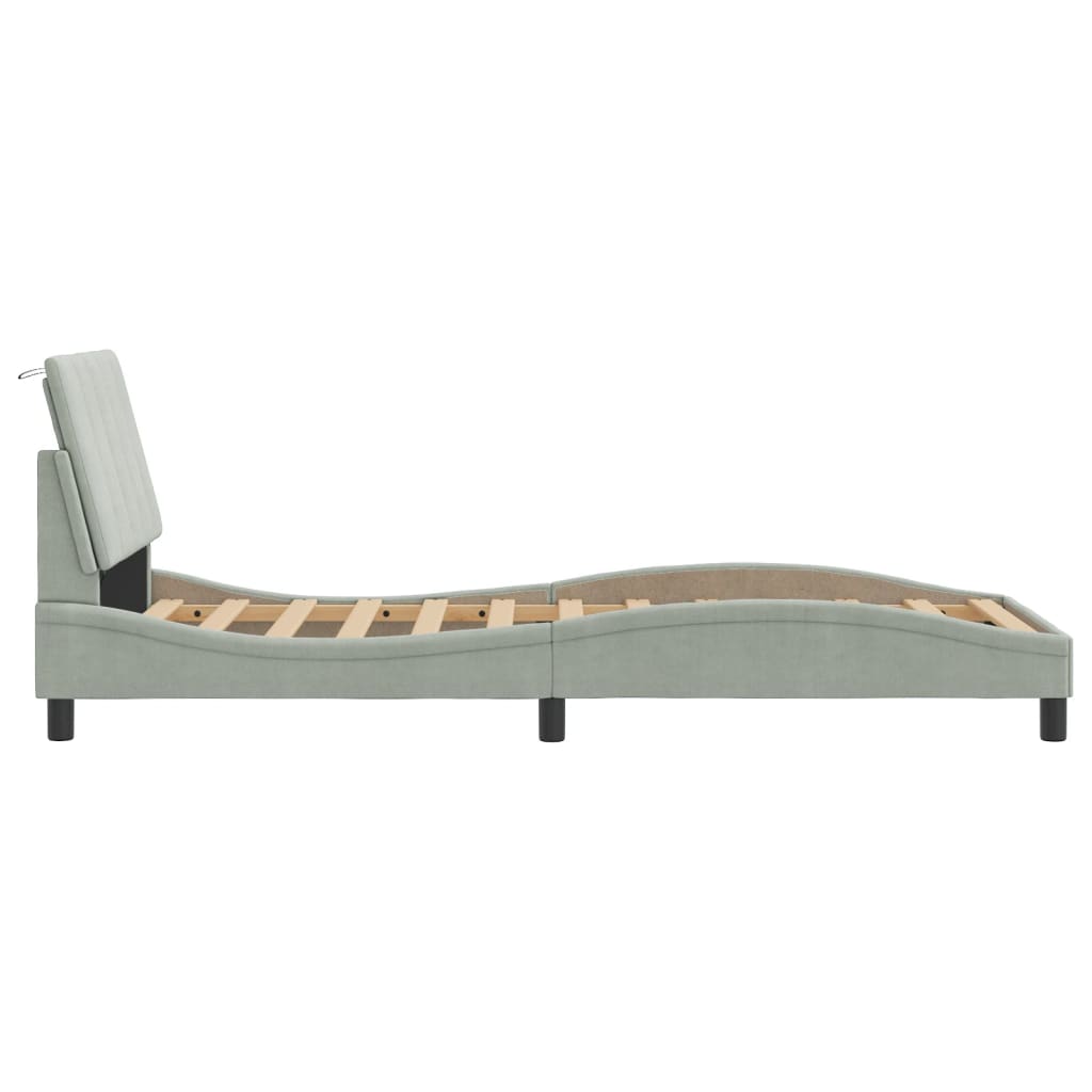 vidaXL Bedframe met LED zonder matras "Hanko" fluweel lichtgrijs 80x200 cm