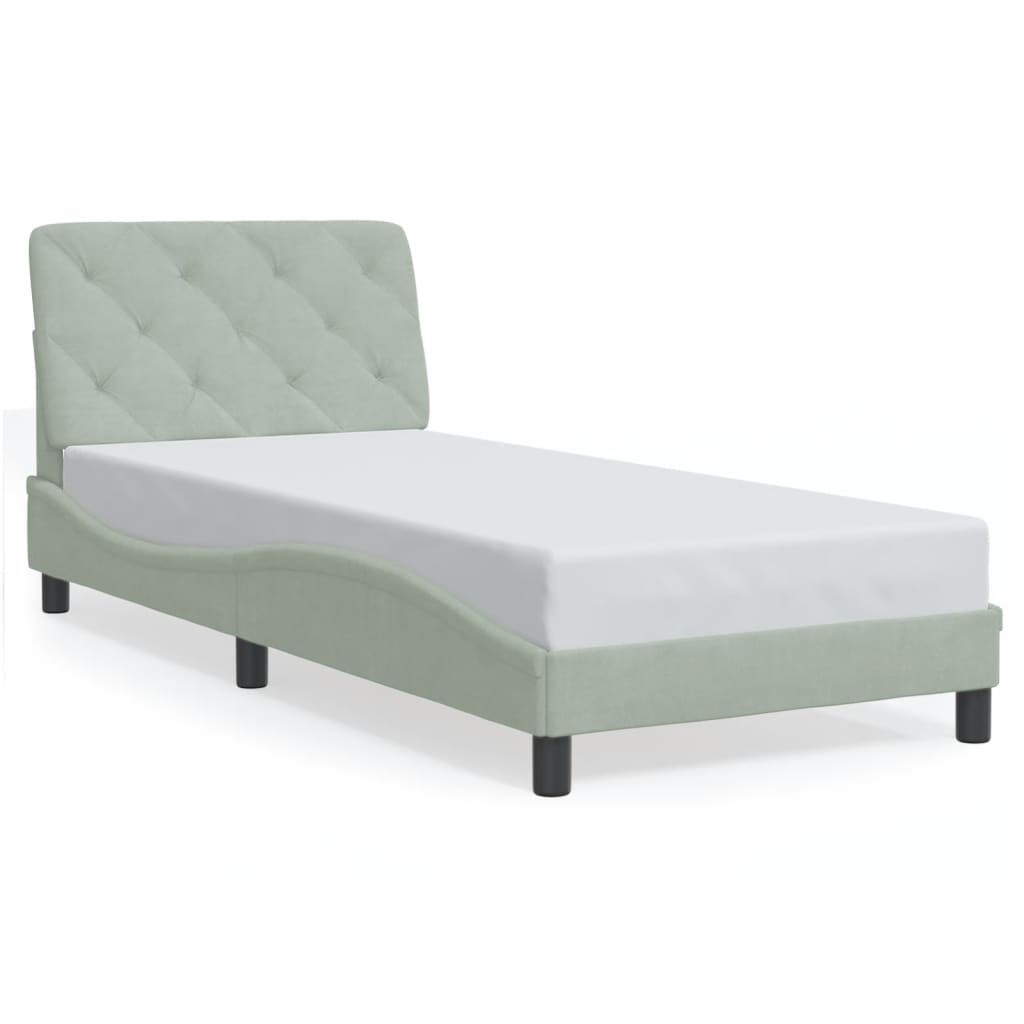 vidaXL Bedframe met LED zonder matras fluweel lichtgrijs 80x200 cm