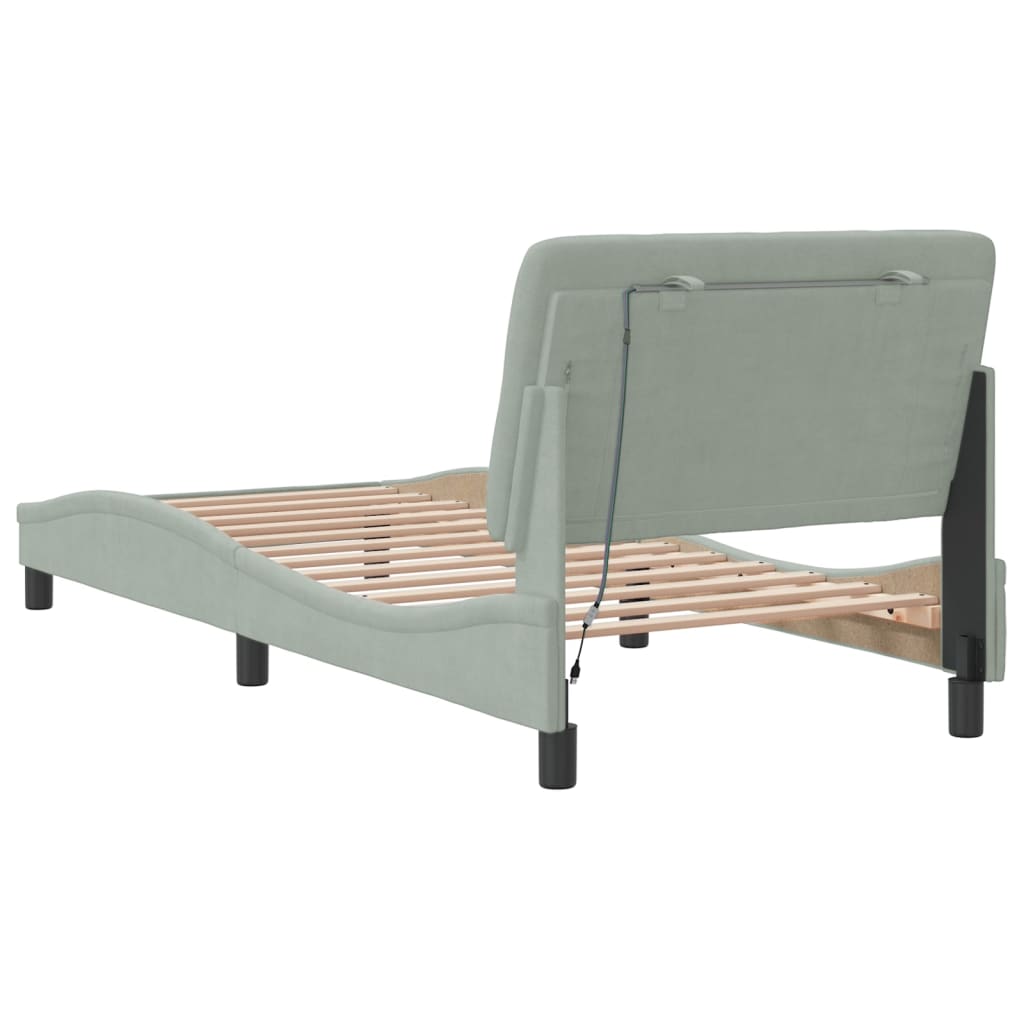 vidaXL Bedframe met LED zonder matras fluweel lichtgrijs 80x200 cm