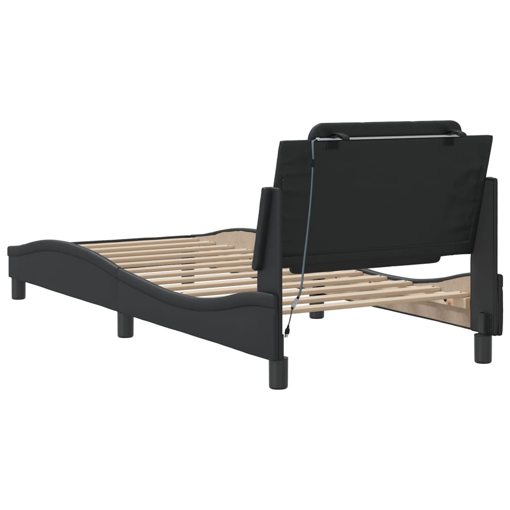 vidaXL Bedframe met LED zonder matras "Zadar" zwart 80x200 cm