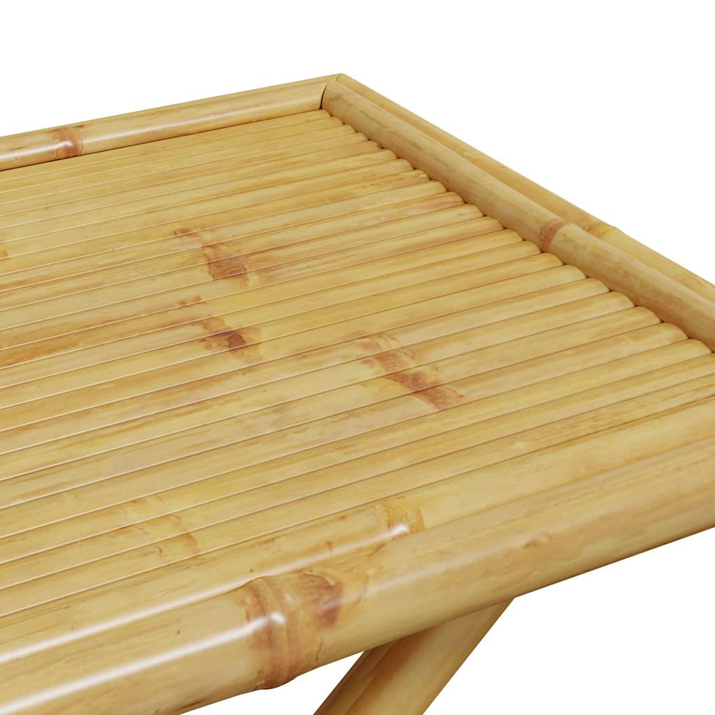 vidaXL 5-delige Bistroset inklapbaar met kussens bamboe crèmewit