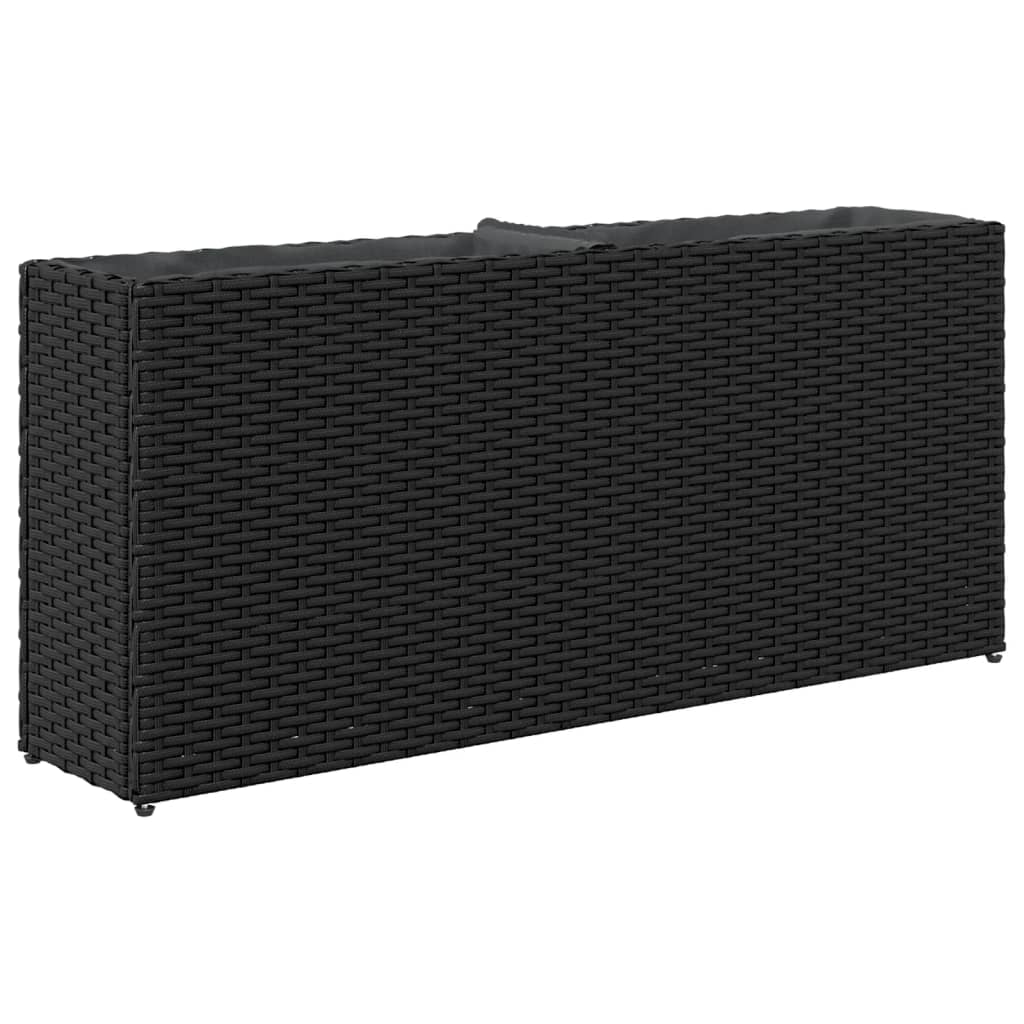 vidaXL Plantenbakken met 2 potten 2 st 90x20x40 cm poly rattan zwart