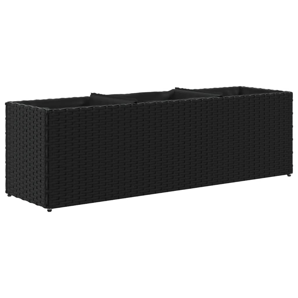 vidaXL Plantenbakken met 3 potten 2 st 105x30x32 cm poly rattan zwart