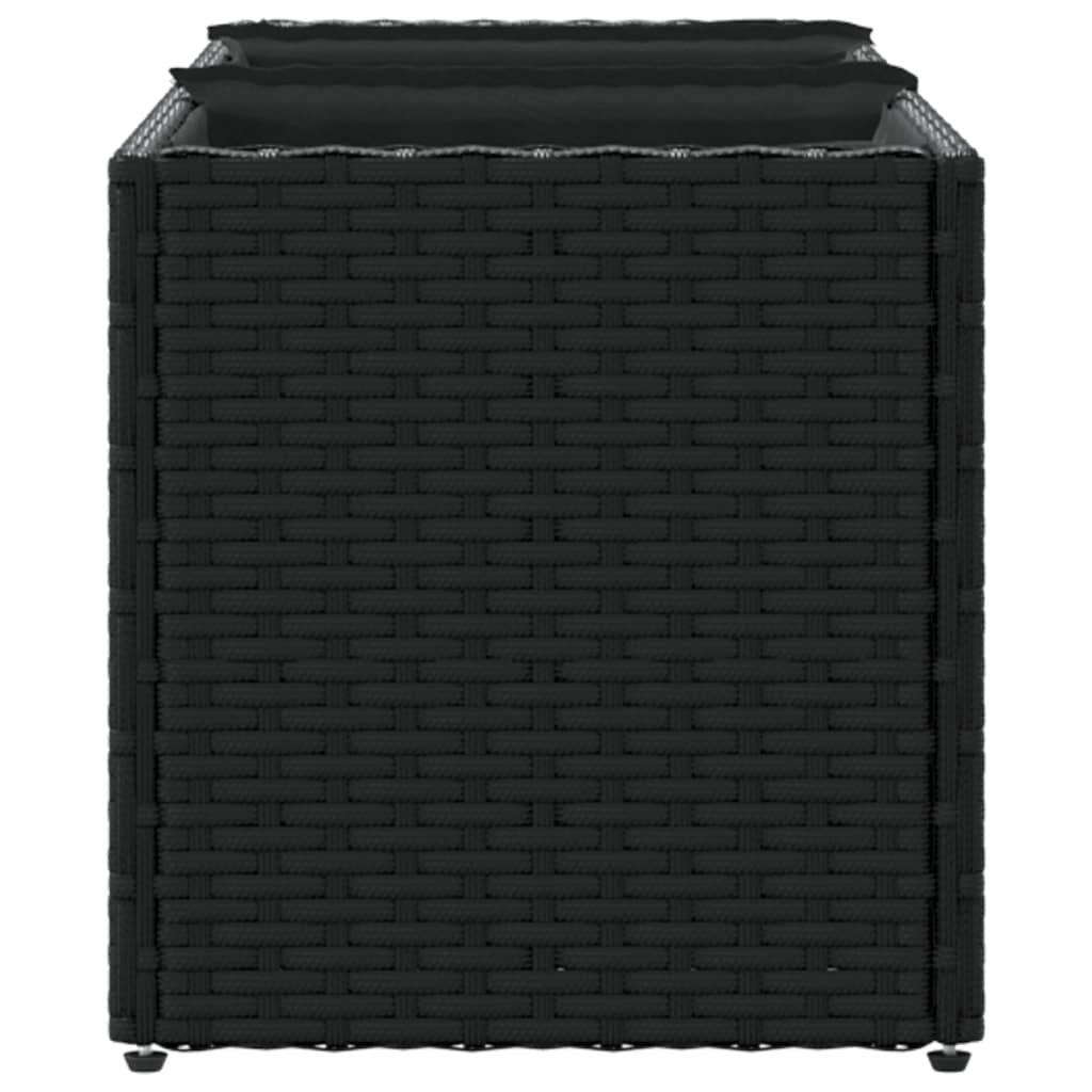 vidaXL Plantenbakken met 3 potten 2 st 105x30x32 cm poly rattan zwart