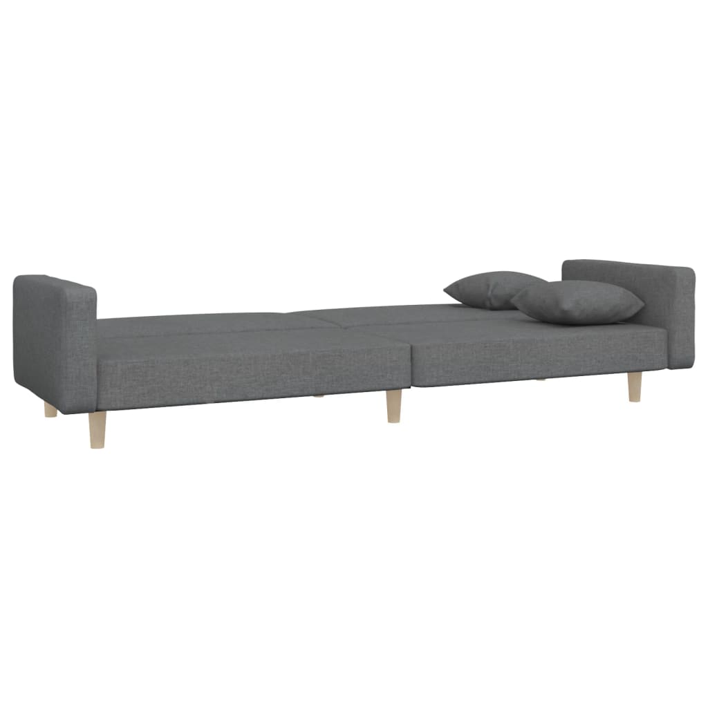 vidaXL 2-Seater Sofa Bed with 2 Cushions Fabric Light Grey