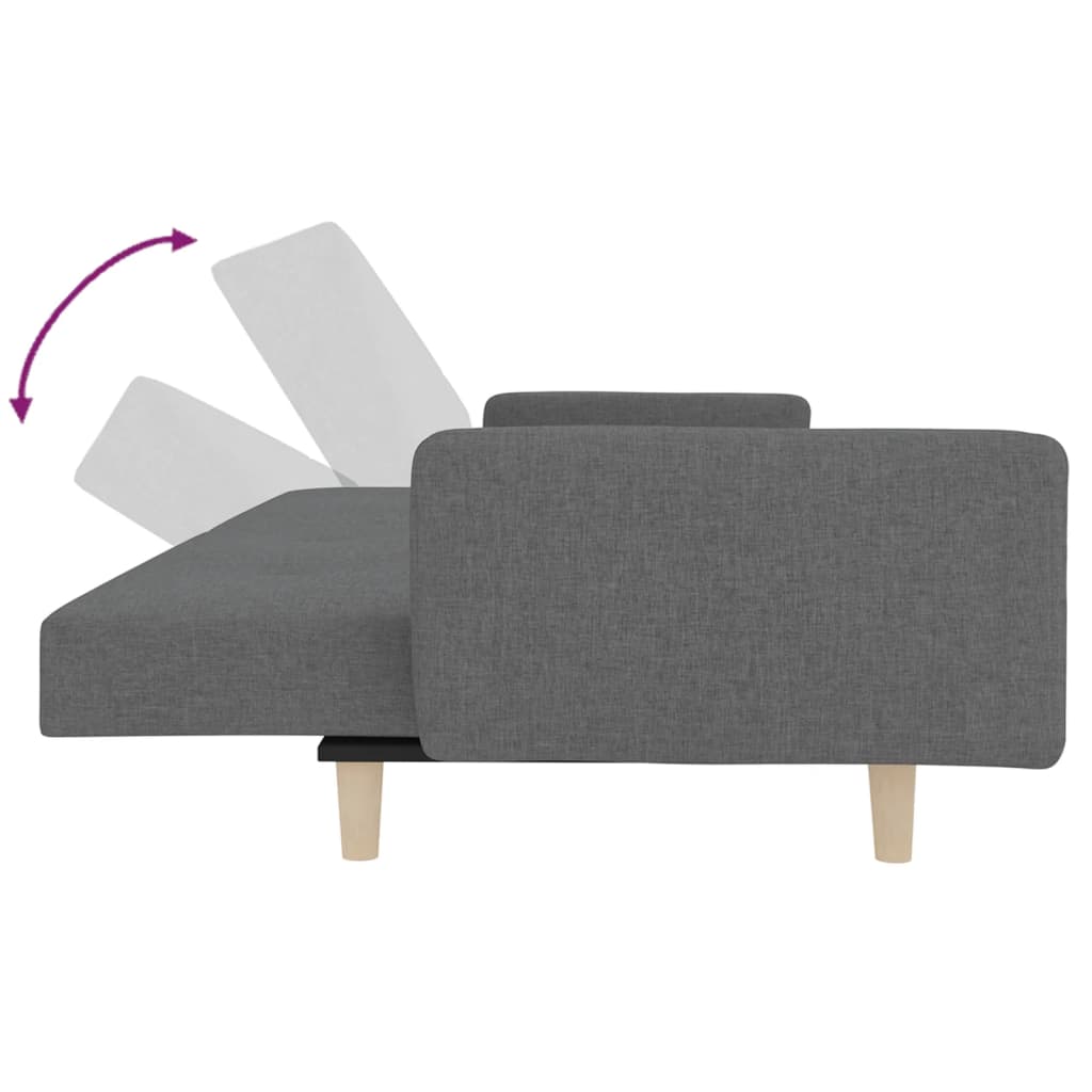 vidaXL 2-Seater Sofa Bed with 2 Cushions Fabric Light Grey