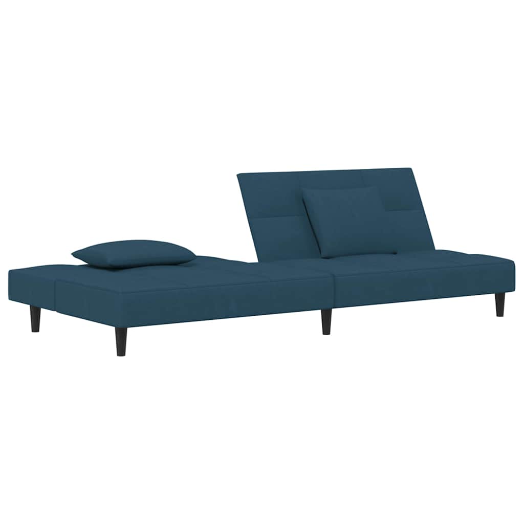 vidaXL Slaapbank 2-zits met 2 kussens fluweel blauw
