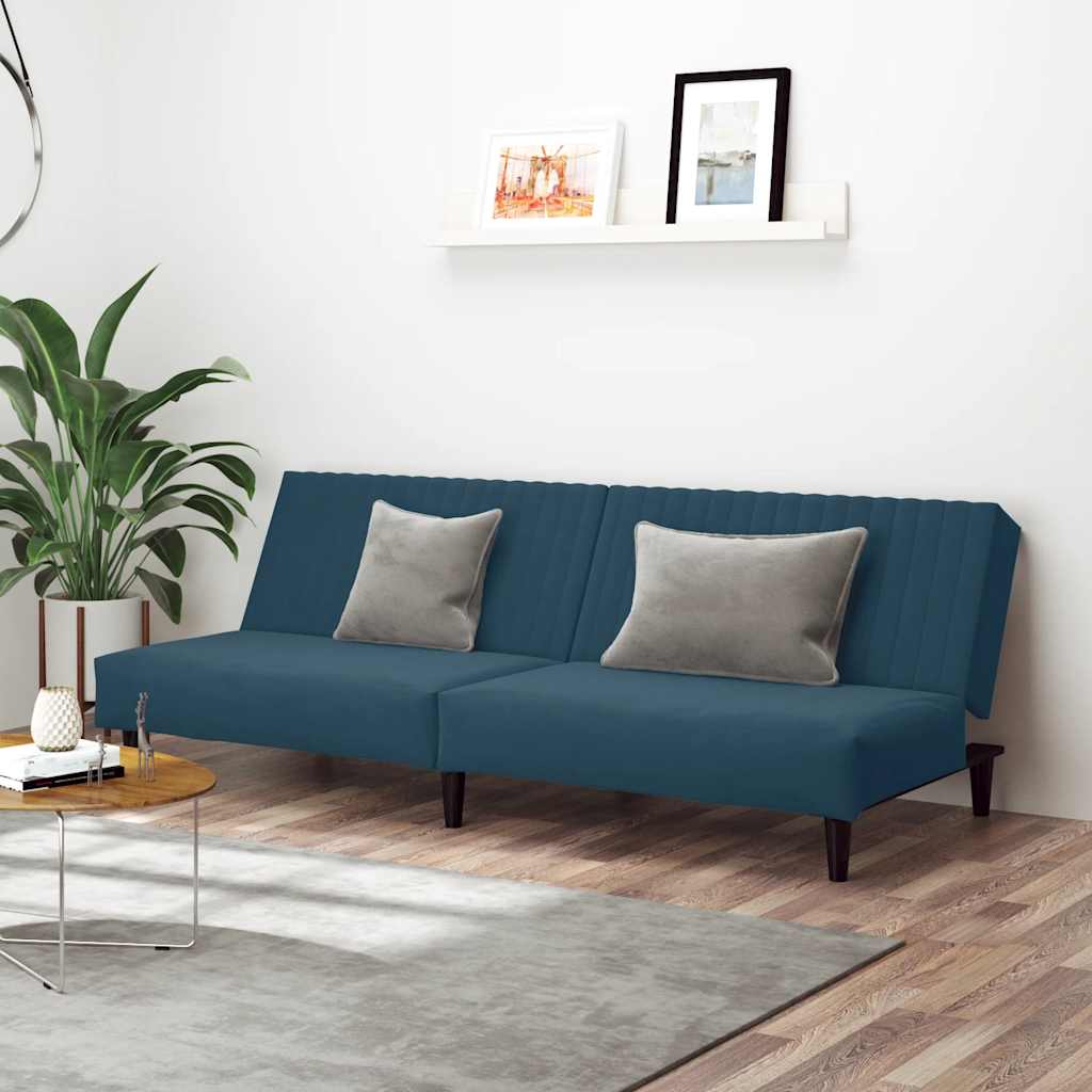 vidaXL Slaapbank 2-zits fluweel blauw
