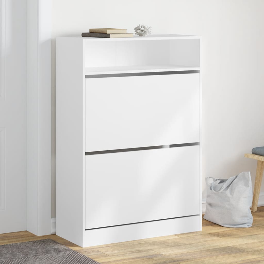 vidaXL Schoenenkast met 2 klaplades 80x34x116 cm wit