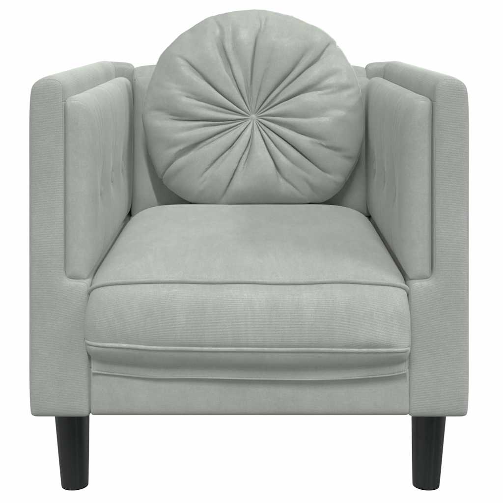 vidaXL Fauteuil met kussen fluweel lichtgrijs