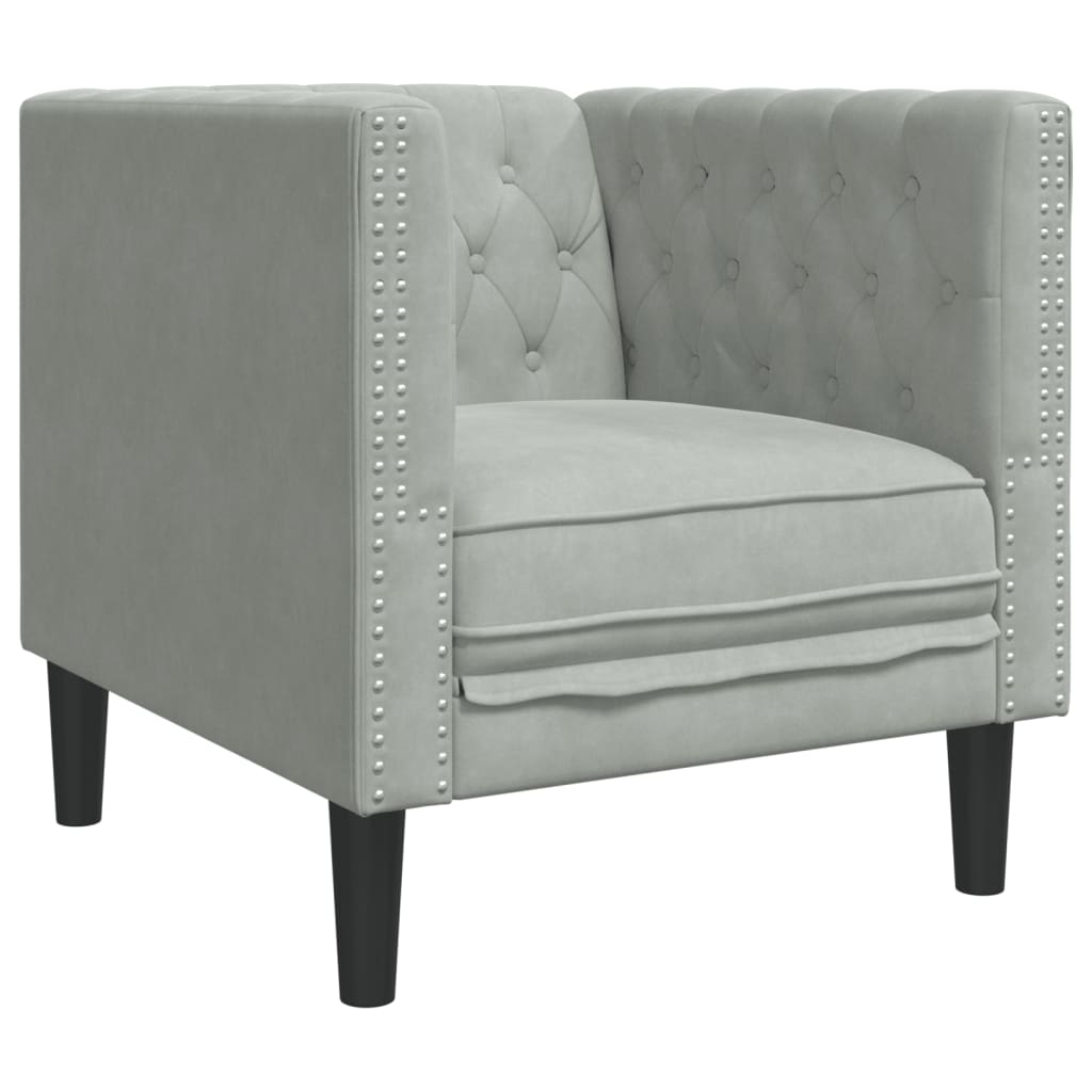 vidaXL Fauteuil Chesterfield-stijl fluweel lichtgrijs