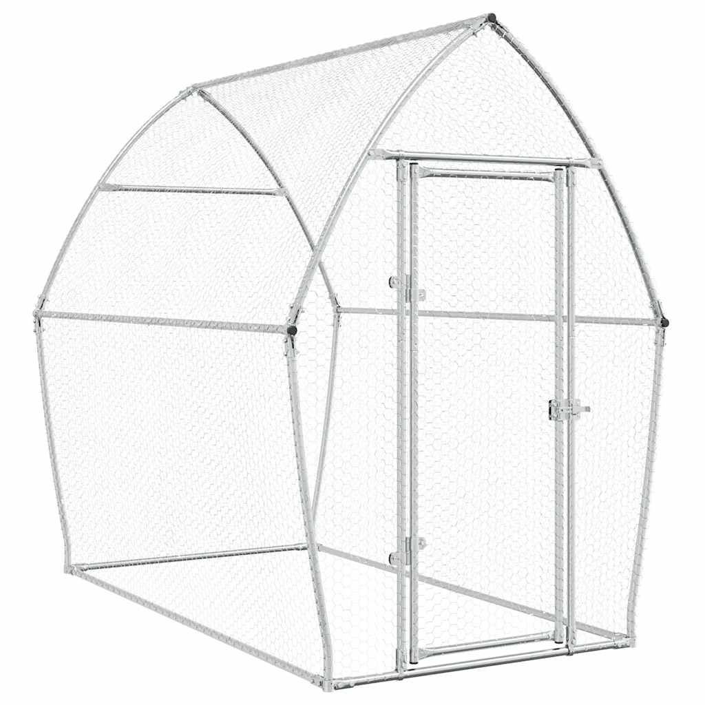 vidaXL Chicken Coop 200x105x182 cm Galvanized Steel Silver