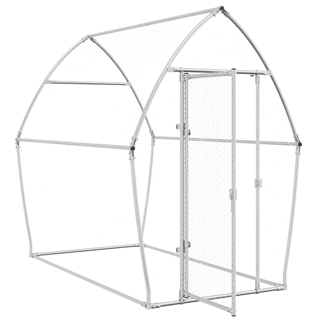 vidaXL Chicken Coop 200x105x182 cm Galvanized Steel Silver