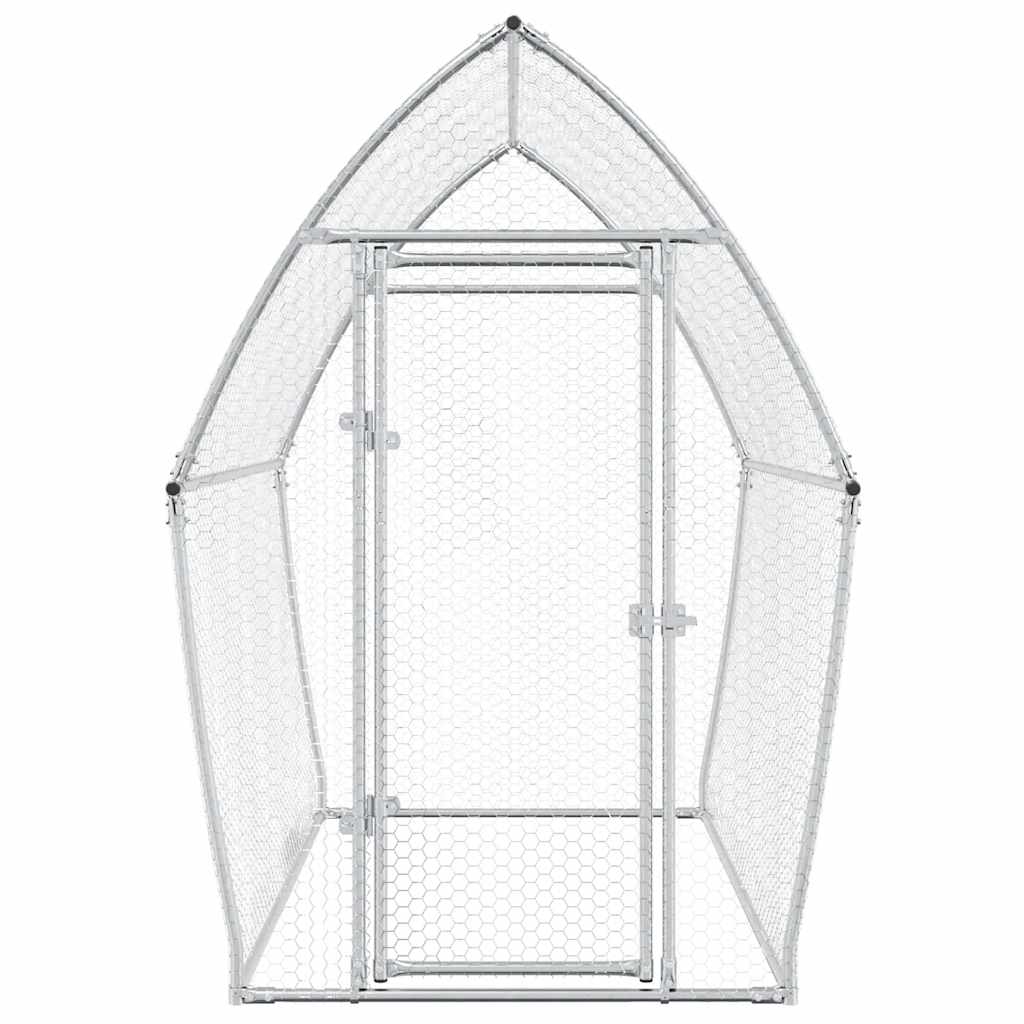 vidaXL Chicken Coop 200x105x182 cm Galvanized Steel Silver