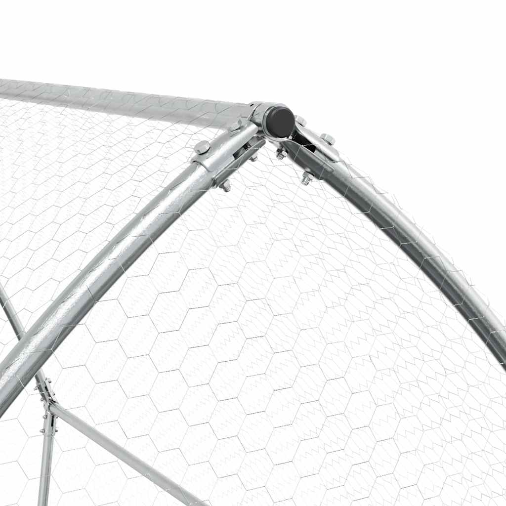 vidaXL Chicken Coop 200x105x182 cm Galvanized Steel Silver
