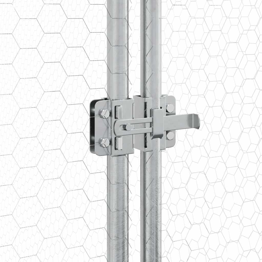 vidaXL Chicken Coop 200x105x182 cm Galvanized Steel Silver
