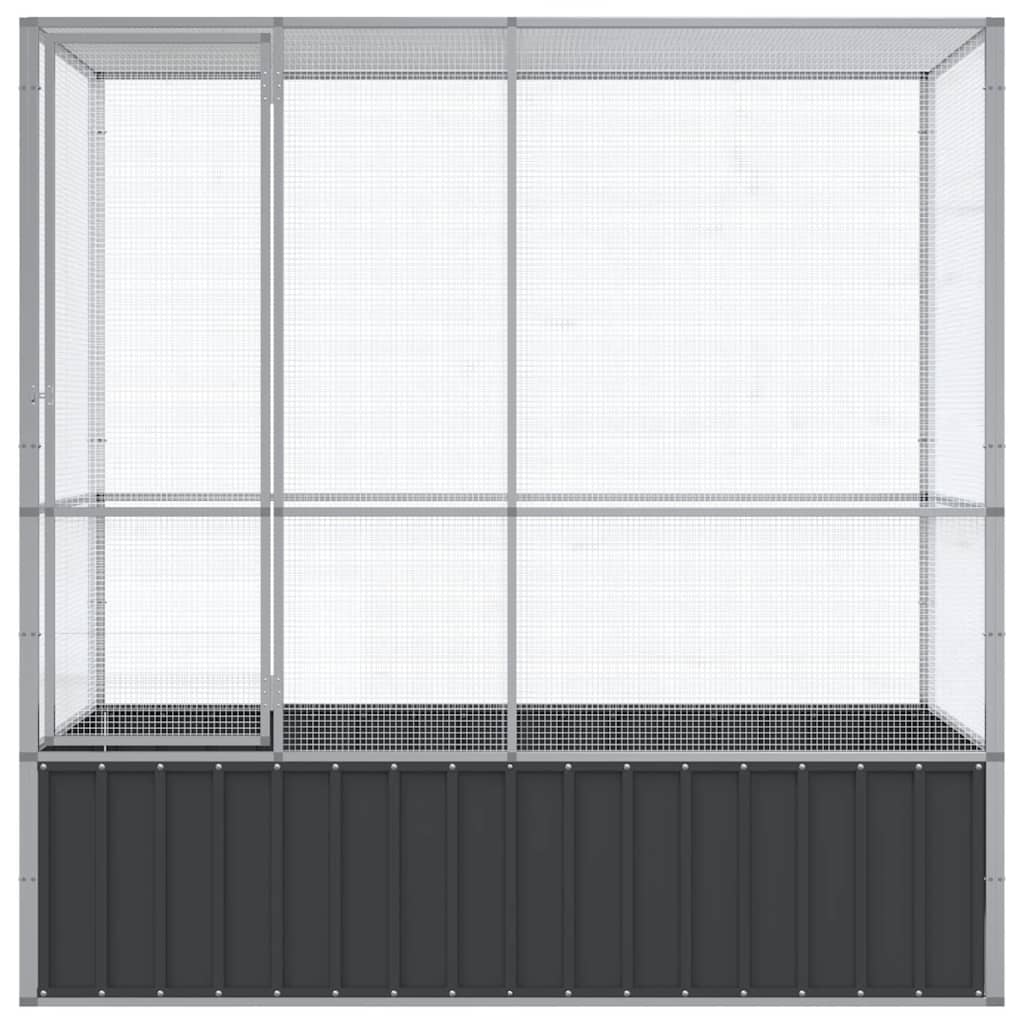 vidaXL Volière 210,5x107x212 m staal zilverkleurig