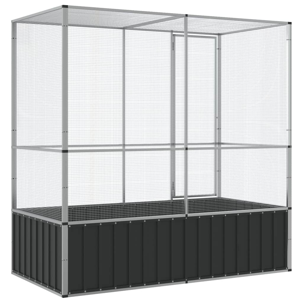 vidaXL Volière 210,5x107x212 m staal zilverkleurig