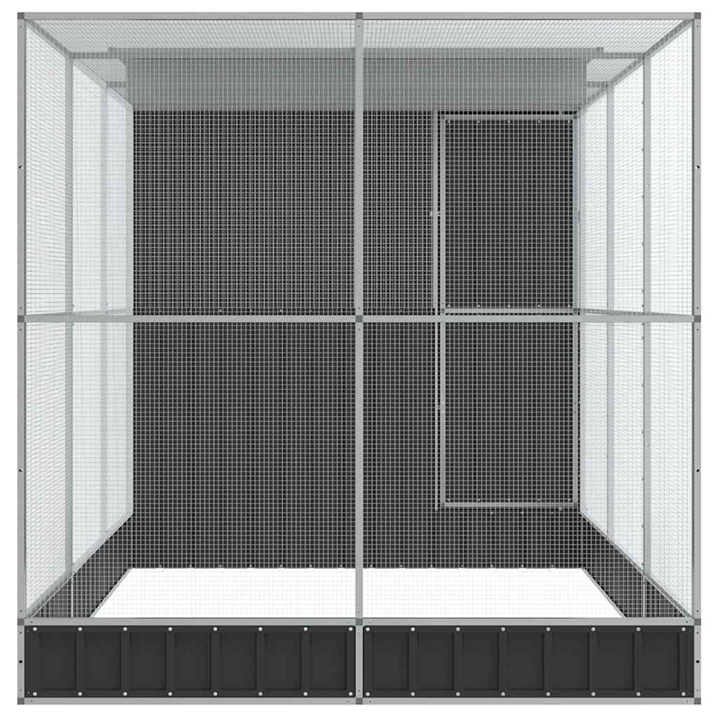 vidaXL Volière met verlengstuk zilver 416x203x216 cm staal