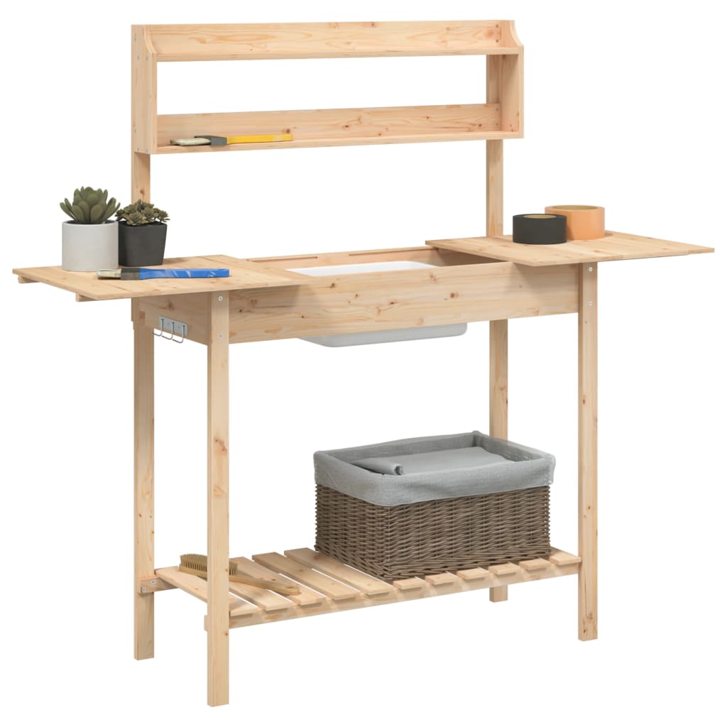 vidaXL Oppottafel met spoelbak 147,5x44x139,5 cm massief vurenhout