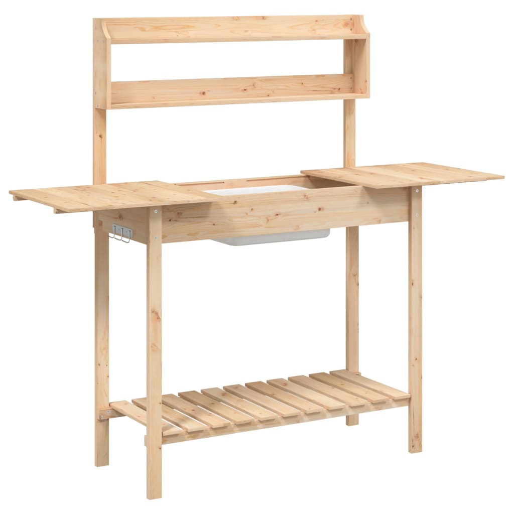 vidaXL Oppottafel met spoelbak 147,5x44x139,5 cm massief vurenhout