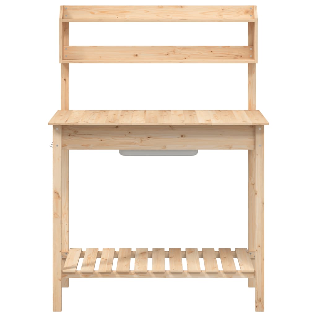 vidaXL Oppottafel met spoelbak 147,5x44x139,5 cm massief vurenhout