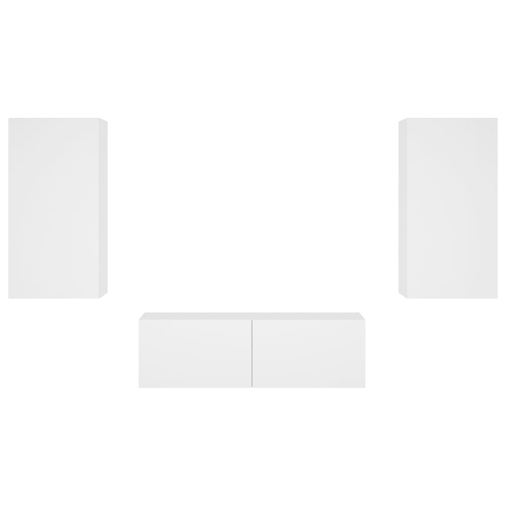 vidaXL 3-delige tv-wandmeubelset met LED-verlichting wit