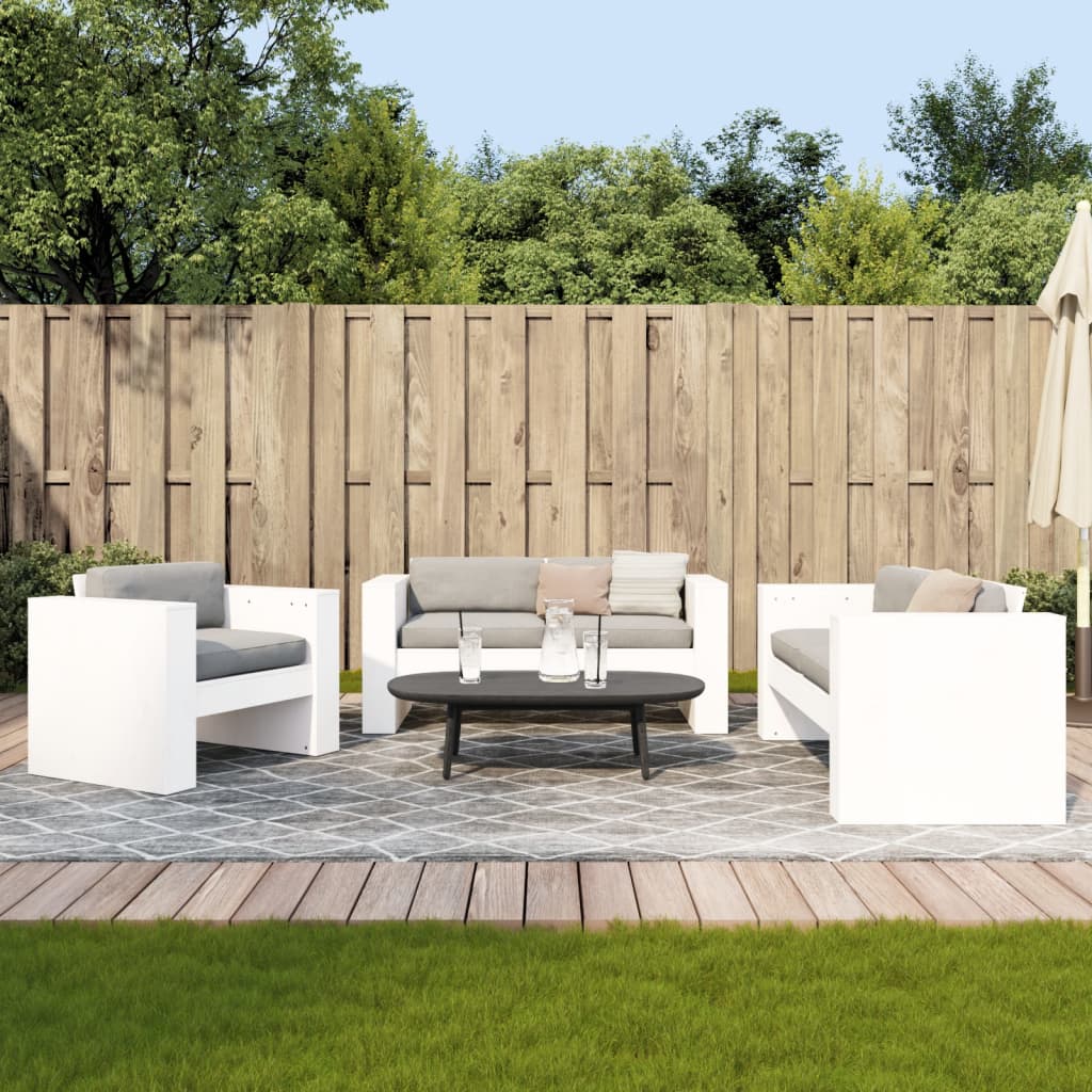 vidaXL 2-delige Loungeset massief grenenhout wit