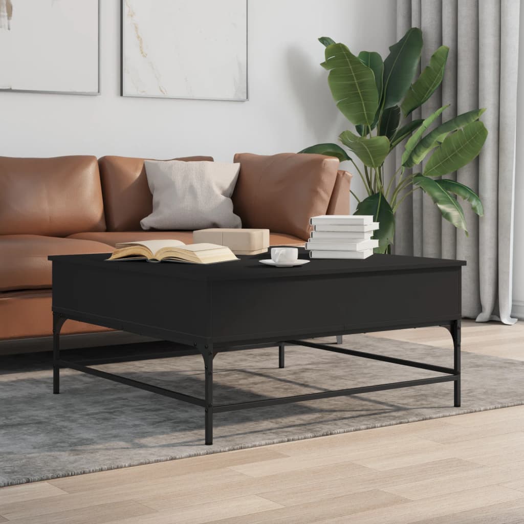 vidaXL Salontafel 95x95x45 cm bewerkt hout en metaal zwart