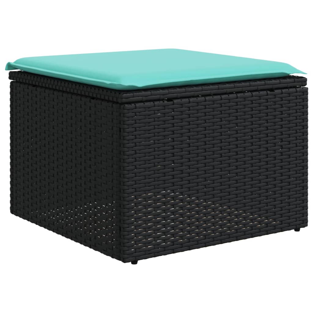 vidaXL ensemble de 10 banques de jardin avec coussins en polyrotan noir
