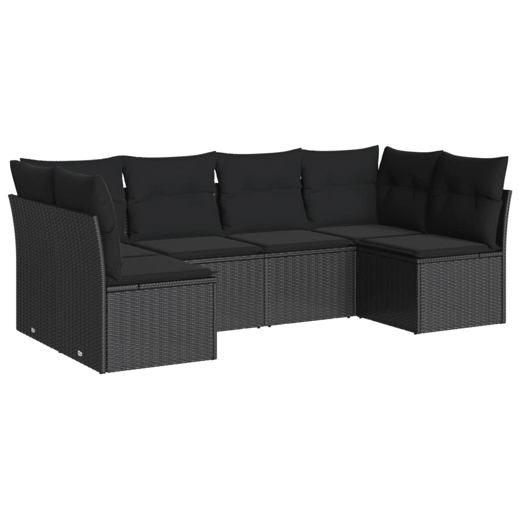vidaXL 6-Piece Lounge Set with Cushions Poly Rattan Black