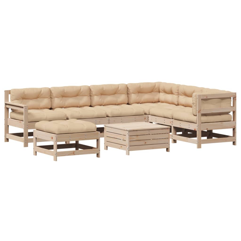 vidaXL 8-Piece Lounge Set with Cushions Solid Pine Wood